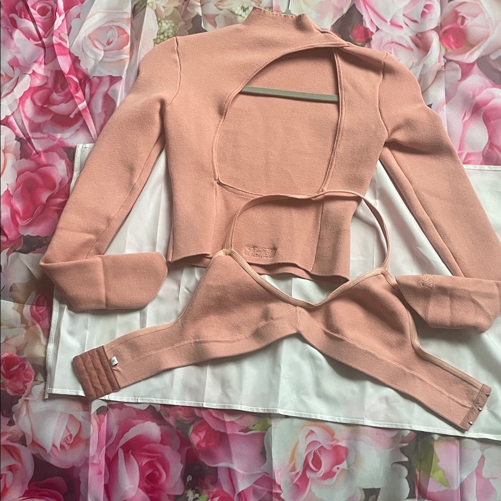 Chic V-Neck Peach Sweater Set